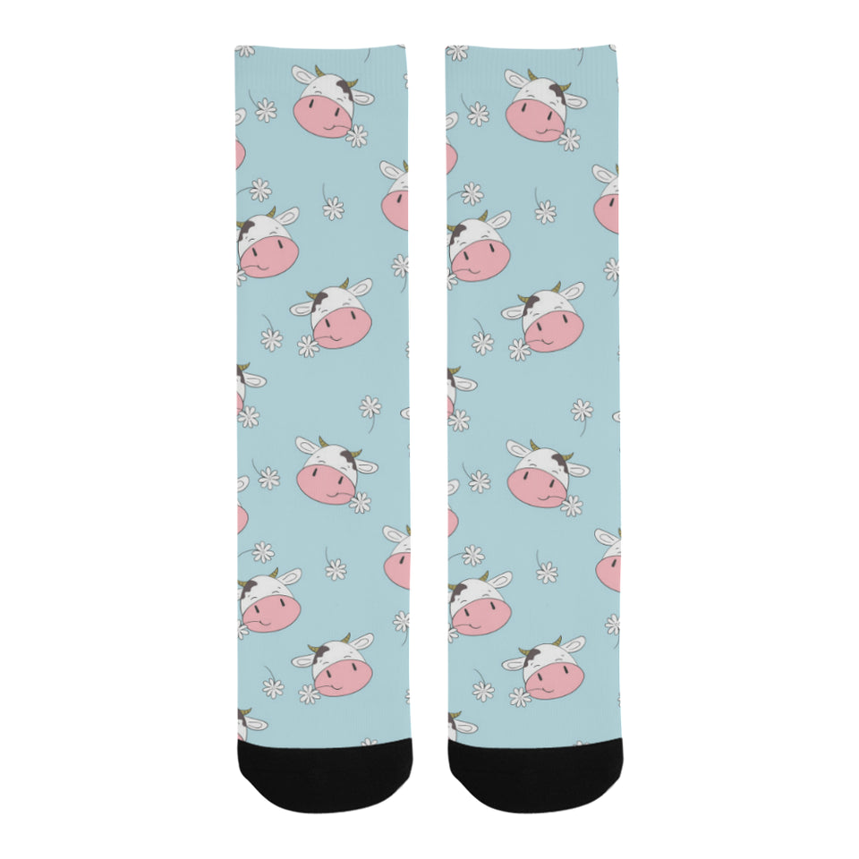Cute cow flower pattern Crew Socks