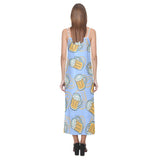 Beer pattern V-Neck Open Fork Long Dress