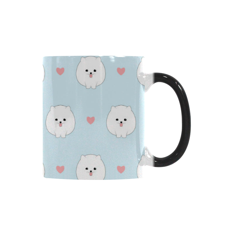 White cute pomeranian pattern Morphing Mug Heat Changing Mug