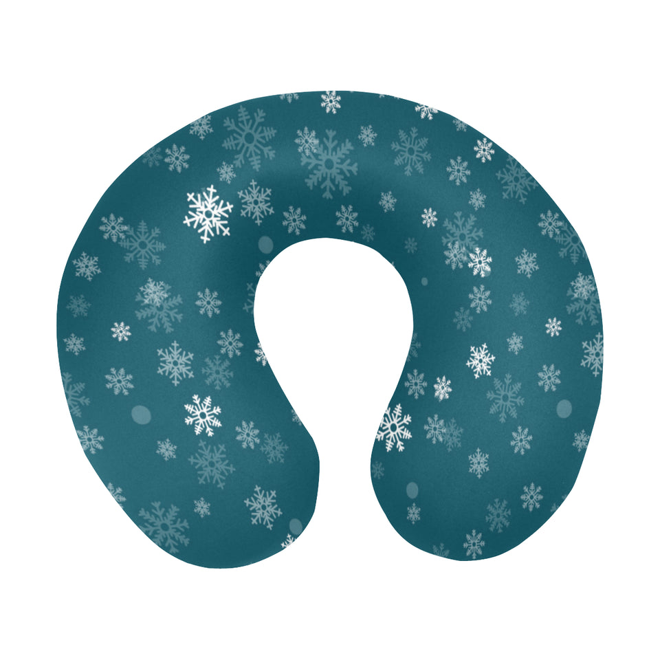 Snowflake pattern dark background U-Shaped Travel Neck Pillow