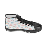 Cute rainbow clound pattern Women's High Top Canvas Shoes Black