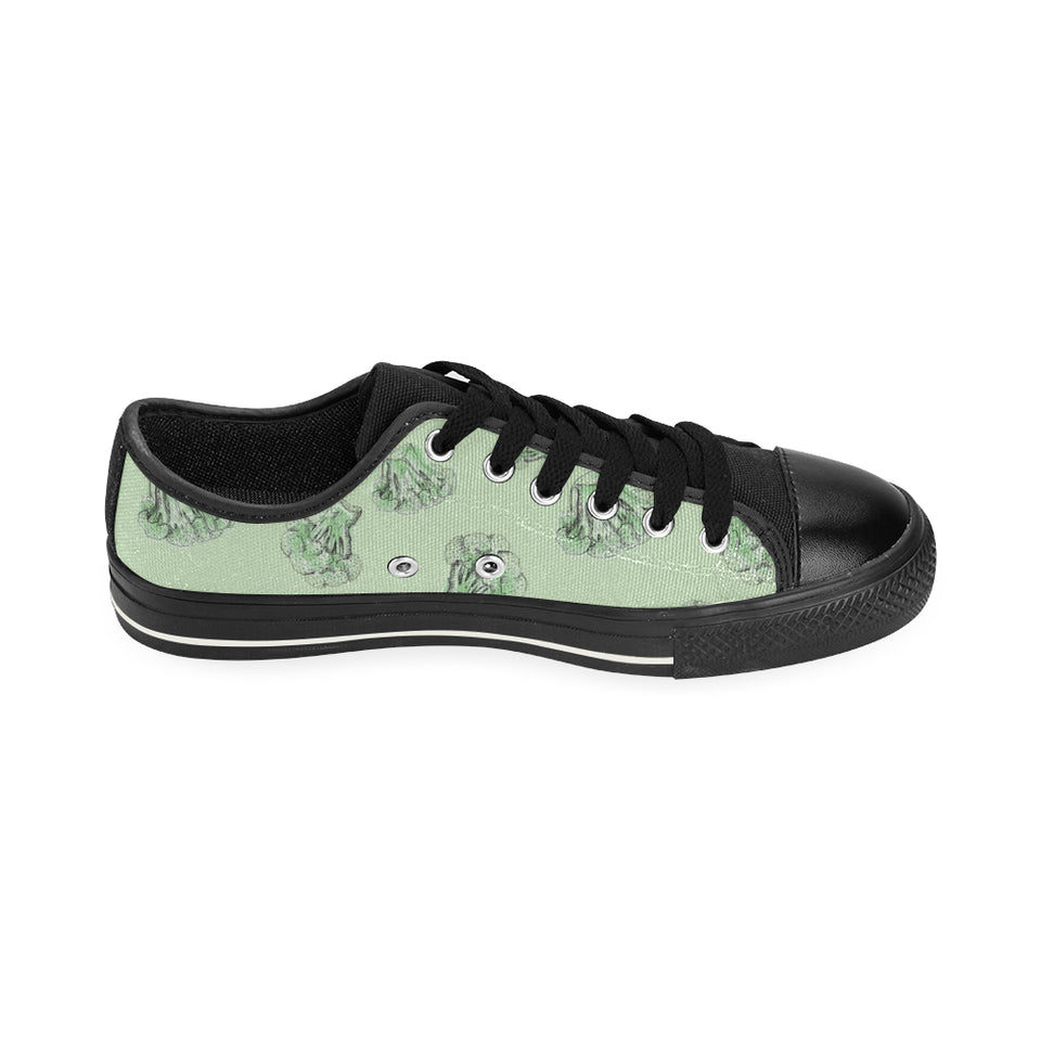 broccoli sketch pattern Men's Low Top Canvas Shoes Black