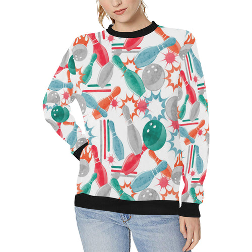 Watercolor bowling pattern Women's Crew Neck Sweatshirt