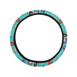Surfboard Pattern Print Design 05 Car Steering Wheel Cover