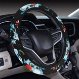 Skull flower roses leave pattern Car Steering Wheel Cover