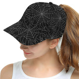 Spider web pattern Black background white cobweb All Over Print Snapback Cap