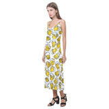 Beer design pattern V-Neck Open Fork Long Dress