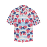 Strawberry pattern blue lines background Men's All Over Print Hawaiian Shirt