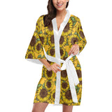 Sunflower pattern Women's Short Kimono Robe