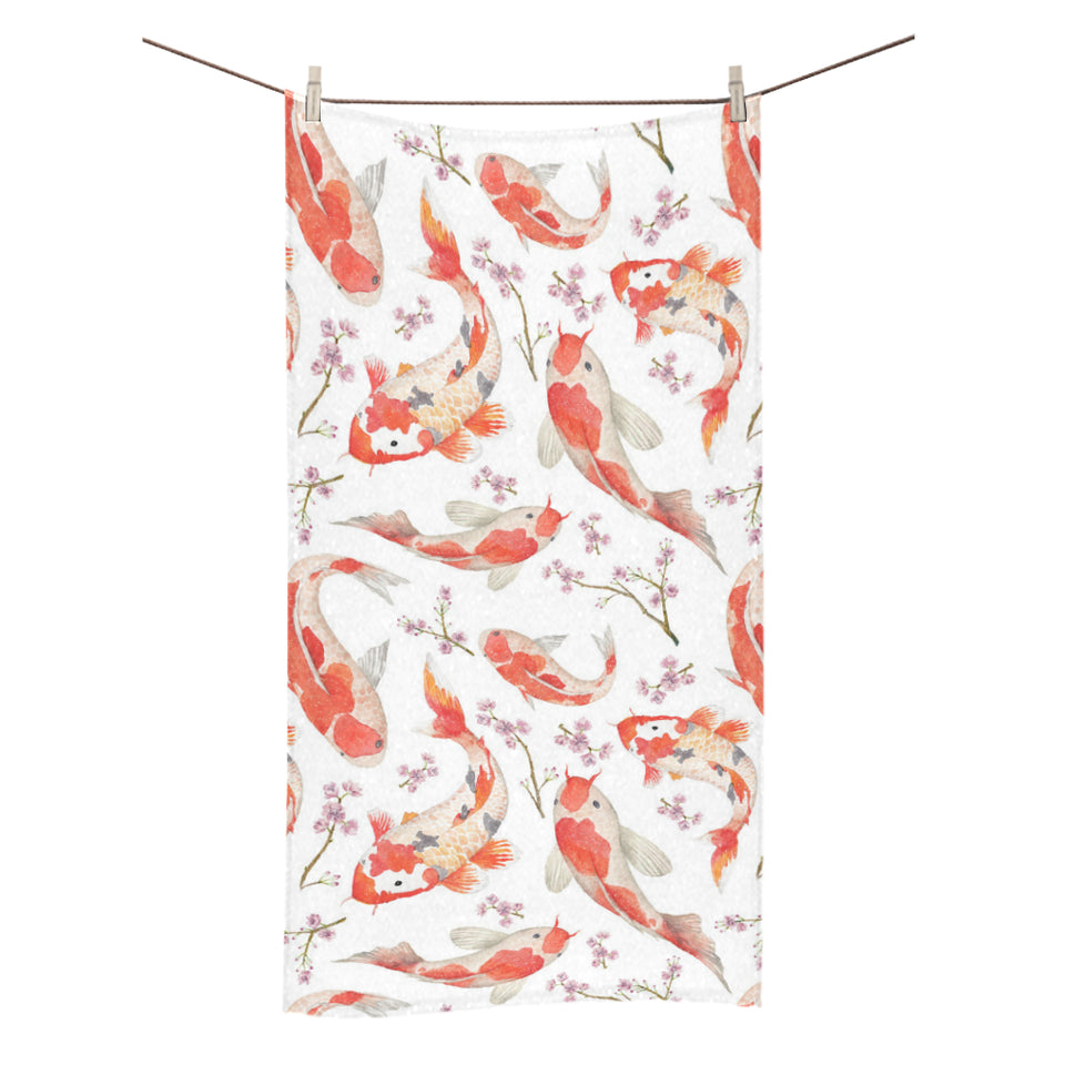 Watercolor Koi Fish Carp Fish pattern Bath Towel
