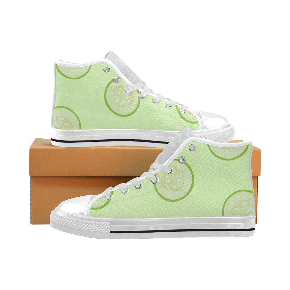 Cucumber pattern Men's High Top Canvas Shoes White
