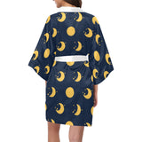 Moon star pattern Women's Short Kimono Robe