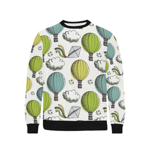 Hot Air Balloon Bird Cloud Pattern Men's Crew Neck Sweatshirt