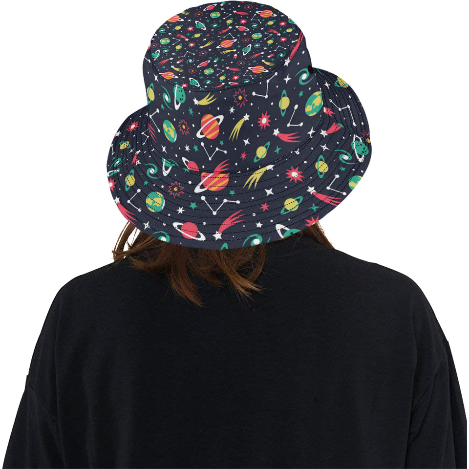 colorful space pattern planet star Unisex Bucket Hat