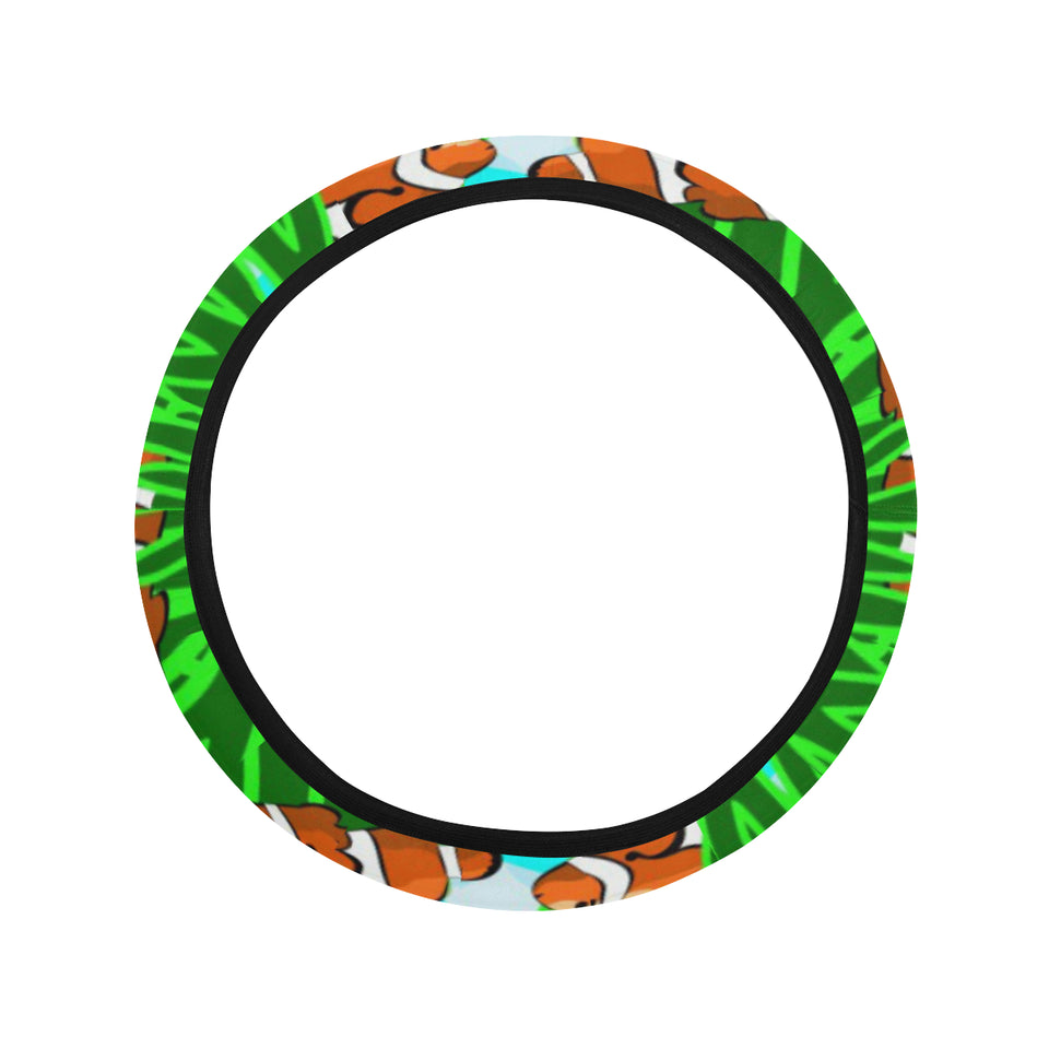 Clown Fish Pattern Print Design 01 Car Steering Wheel Cover
