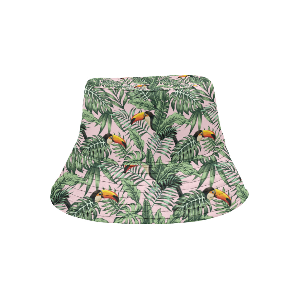 Toucan tropical green jungle palm pattern Unisex Bucket Hat