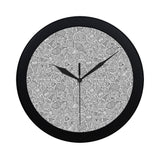 Cartoon hand drawn ice cream black white Elegant Black Wall Clock