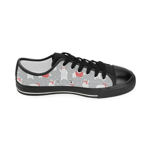 Cute polar bear christmas snow pattern Kids' Boys' Girls' Low Top Canvas Shoes Black