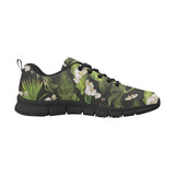 White orchid flower tropical leaves pattern blackg Women's Sneaker Shoes