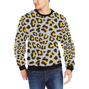 Gray Leopard print pattern Men's Crew Neck Sweatshirt