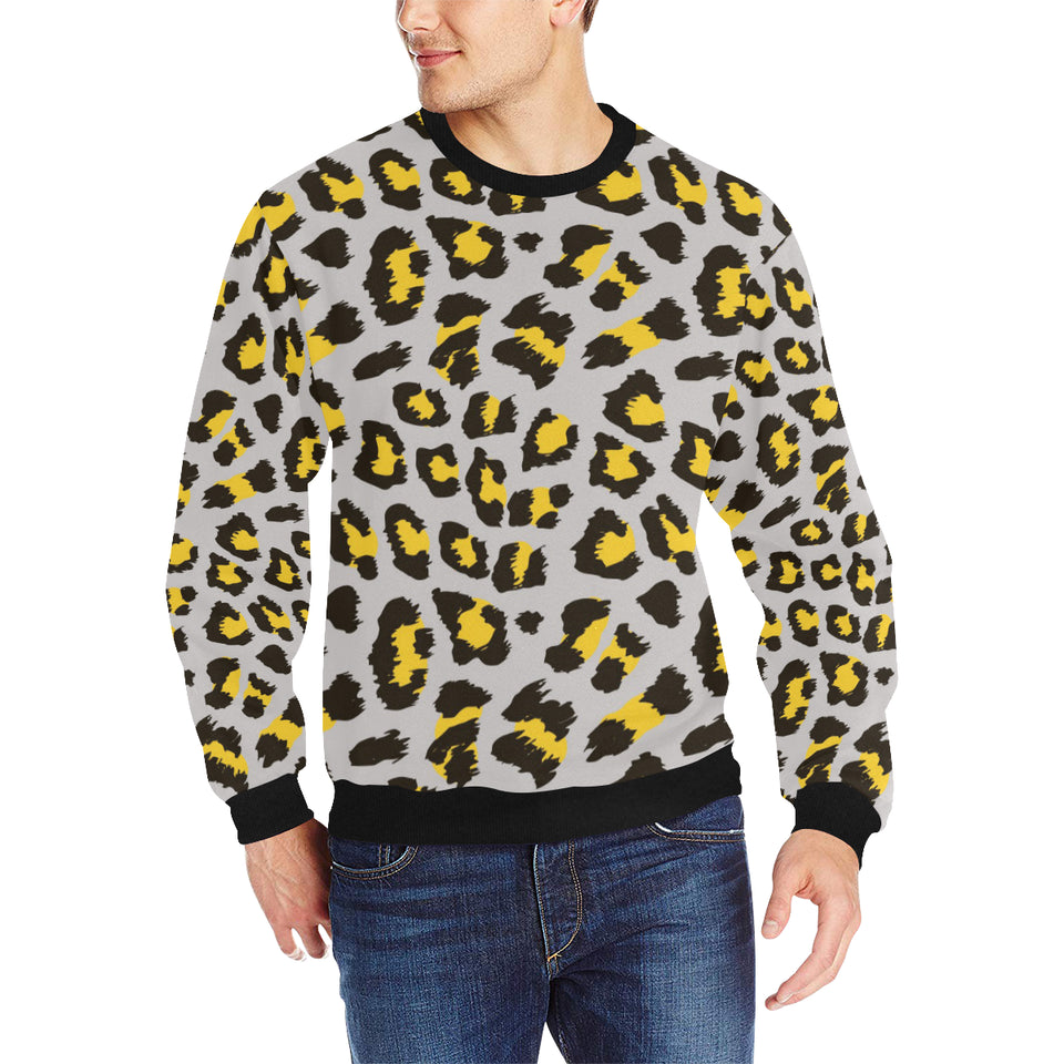 Gray Leopard print pattern Men's Crew Neck Sweatshirt