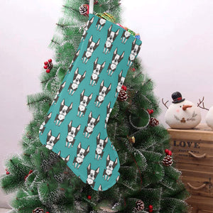 Hand drawn boston terrier dog pattern Christmas Stocking