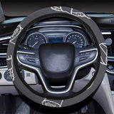 sushi pattern black background Car Steering Wheel Cover