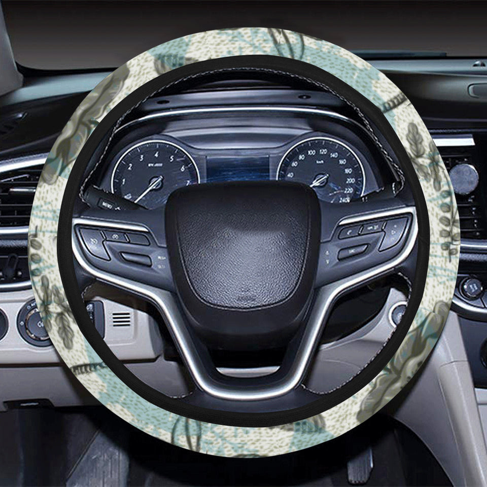 Dragonfly Butterfly Plants insect flower vintage s Car Steering Wheel Cover