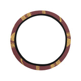 Hand drawn gold saxophone red background Car Steering Wheel Cover