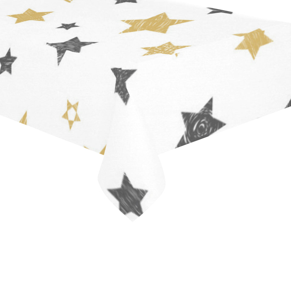 hand drawn gold black star pattern Tablecloth