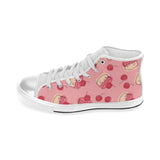 Cake cherry pattern Women's High Top Canvas Canvas Shoes White