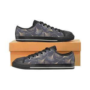 Gold ginkgo leaves Kids' Boys' Girls' Low Top Canvas Shoes Black