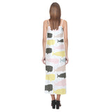 Whale dot pattern V-Neck Open Fork Long Dress