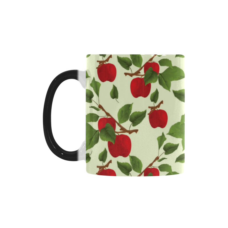 Red apples leaves pattern Morphing Mug Heat Changing Mug