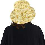 Saxophone cornet pattern yellow background Unisex Bucket Hat