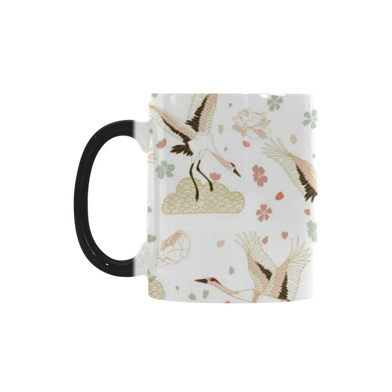 Beautiful Japanese cranes pattern Morphing Mug Heat Changing Mug