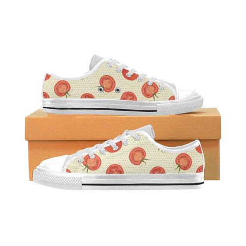 Tomato dot background Men's Low Top Shoes White