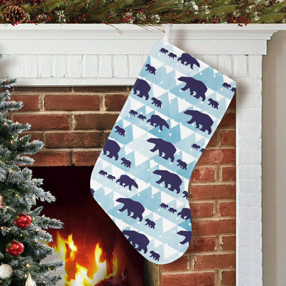 polar bear winter snow pattern Christmas Stocking