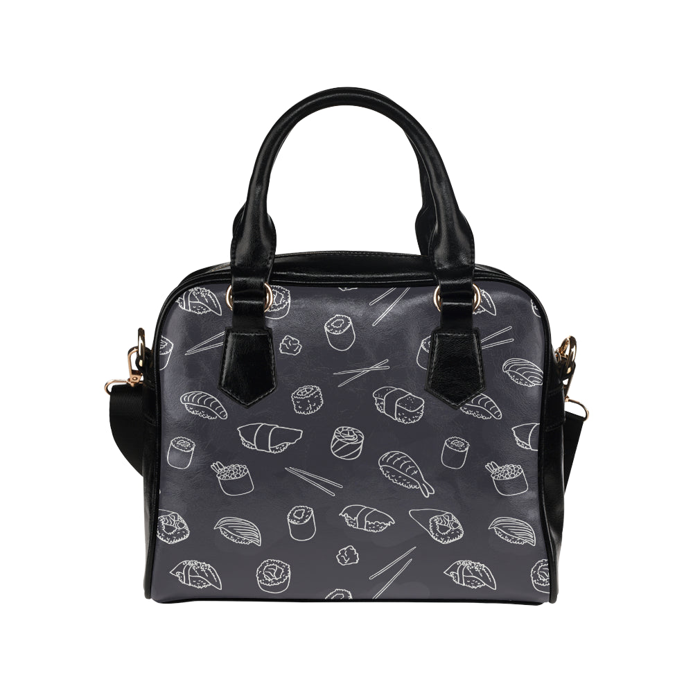 sushi pattern black background Shoulder Handbag