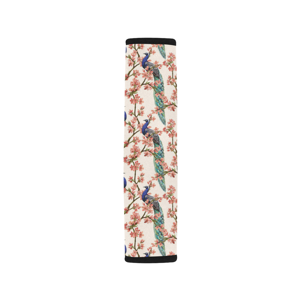 Peacock tropical flower pattern Car Seat Belt Cover