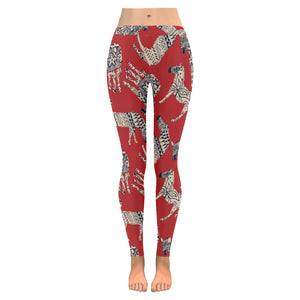 Zebra abstract red background Women's Legging Fulfilled In US