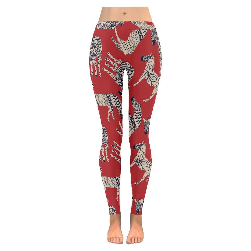 Zebra abstract red background Women's Legging Fulfilled In US