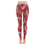 Zebra abstract red background Women's Legging Fulfilled In US