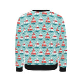 Red White sailboat wave background Men's Crew Neck Sweatshirt