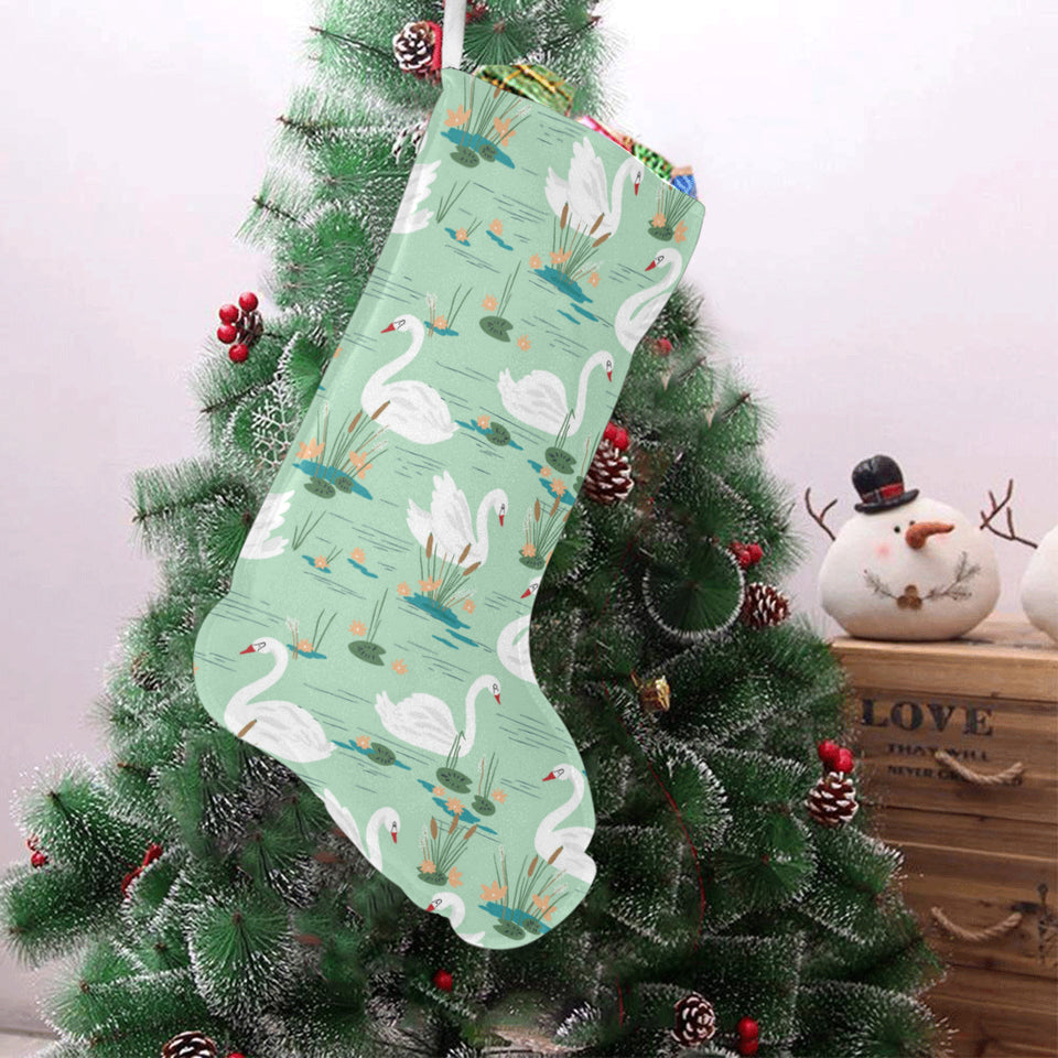 White swan lake pattern Christmas Stocking
