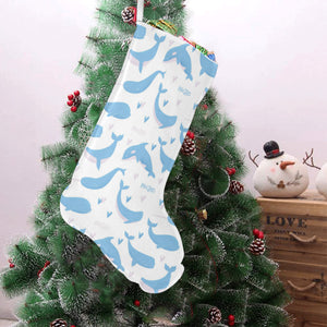 Blue whale pattern Christmas Stocking