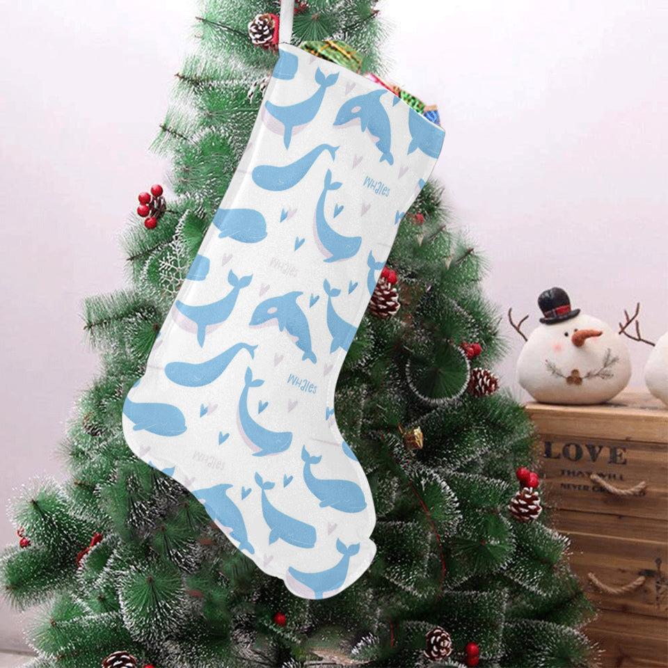 Blue whale pattern Christmas Stocking