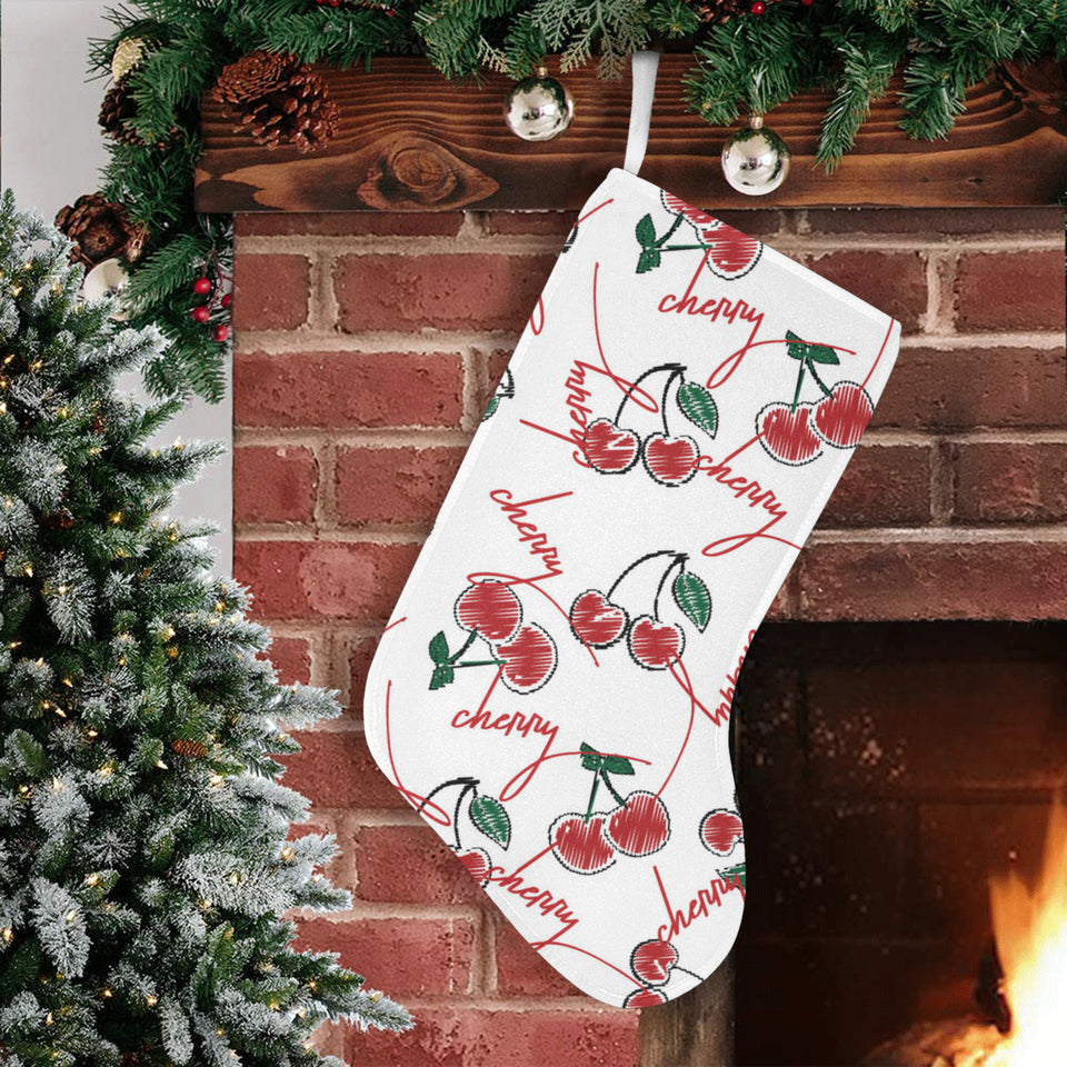 Hand drawn cherry pattern Christmas Stocking
