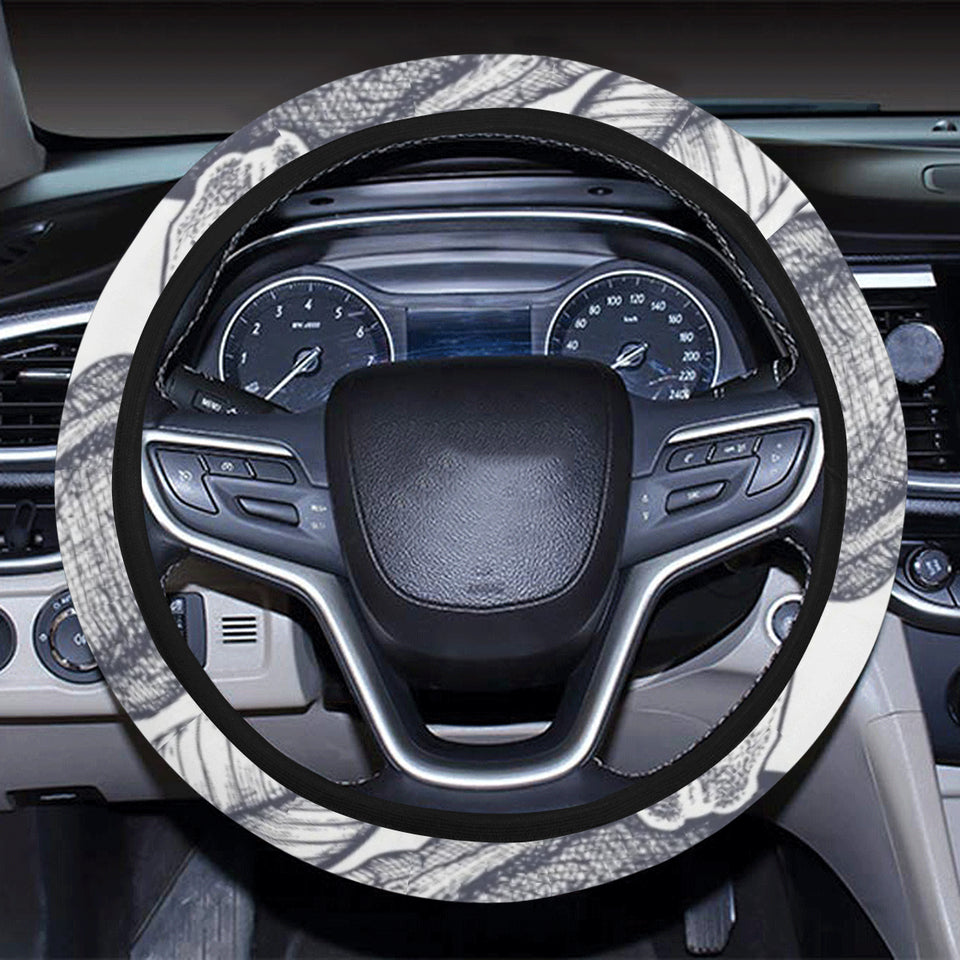 Guava tropical hand drawn pattern Car Steering Wheel Cover