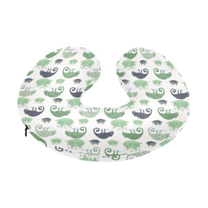 Chameleon lizard succulent plant pattern U-Shaped Travel Neck Pillow